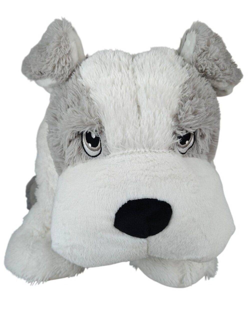 Kellytoy Pillow Chums Large Bulldog Plush Toy Pillow Combo Gray/White 32"x28"